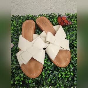 Kate Spade New York Duo Slide Flat Sandals in white leather